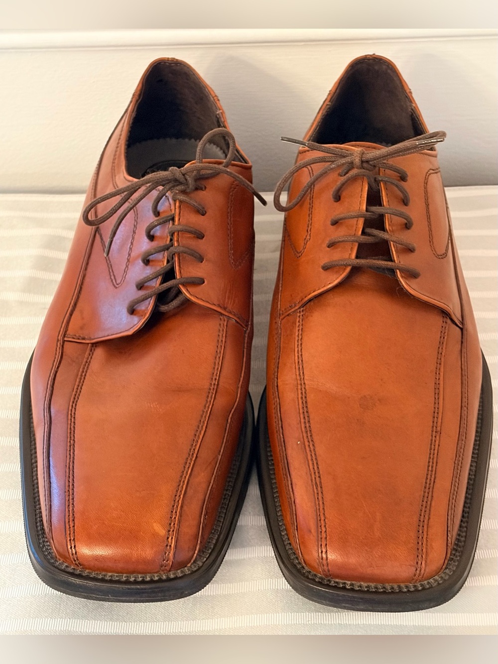 Reaction By Kenneth Cole Cognac Brown Oxford Dress Shoes W03214 Size 10 EUC